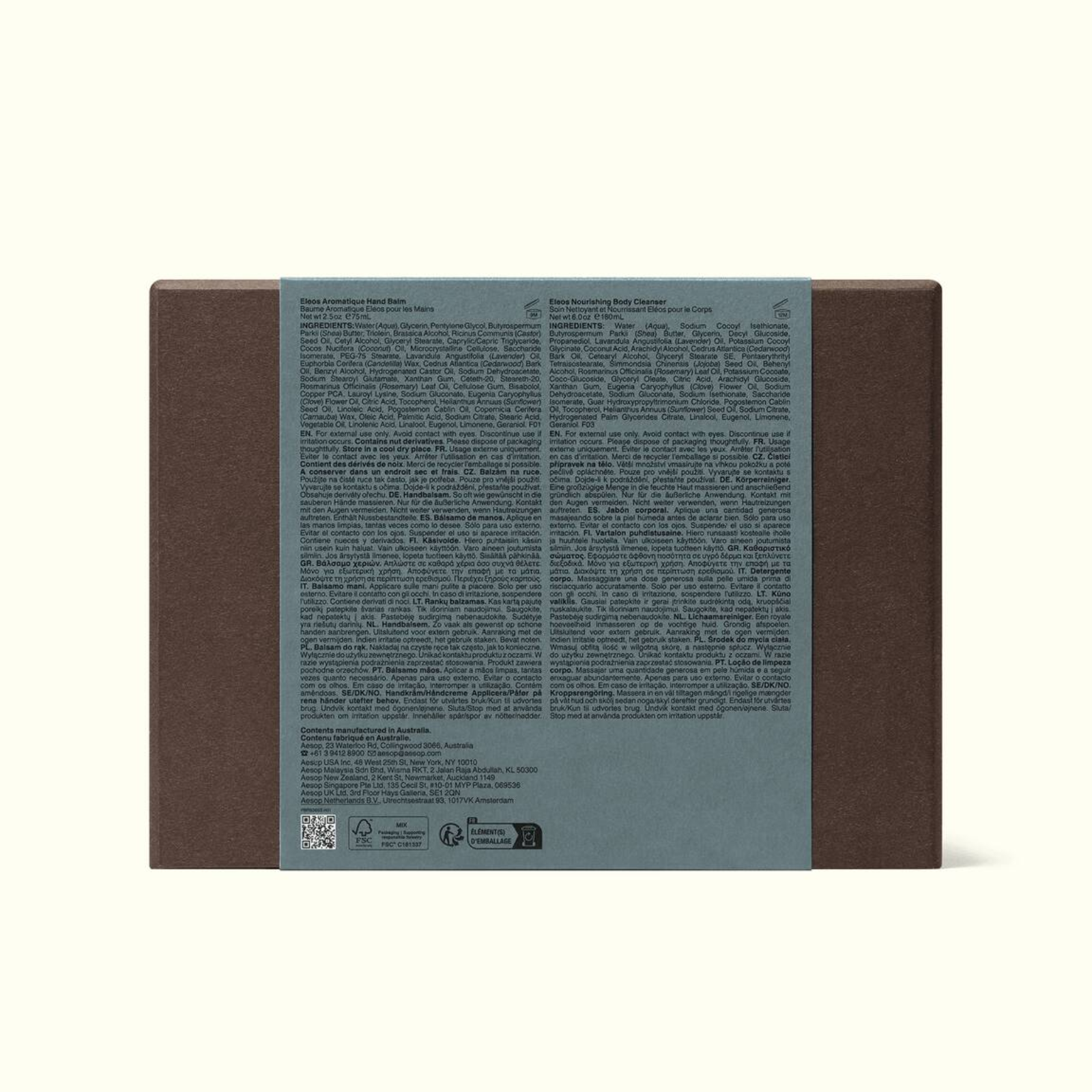 Aesop Shower Room Serenades Eleos Duo Gift Kit