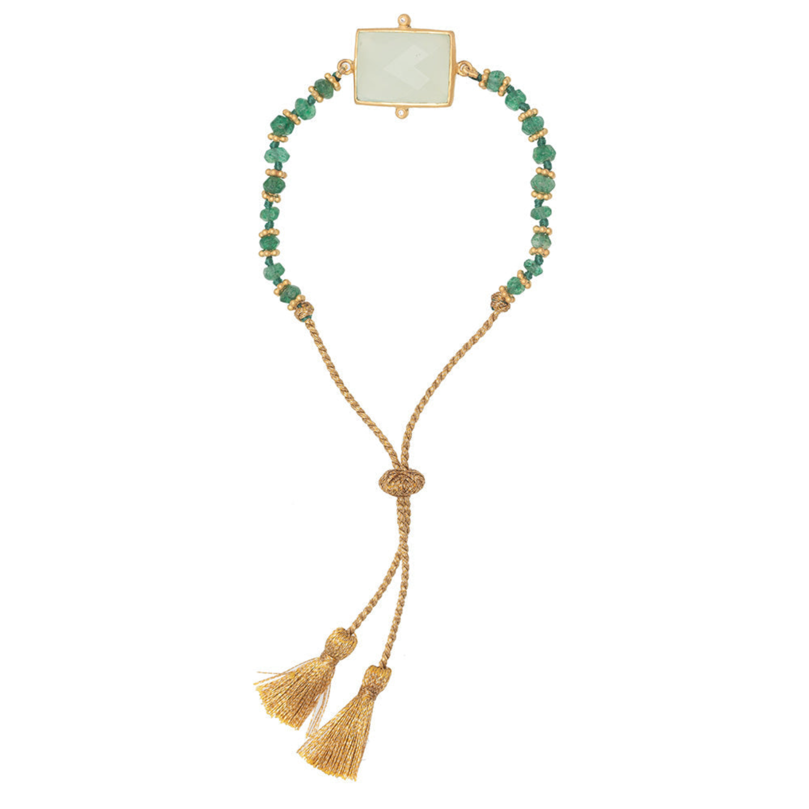 Rubyteva Gold Plated Kasbah Aqua Chalcedony Adjustable Bracelet
