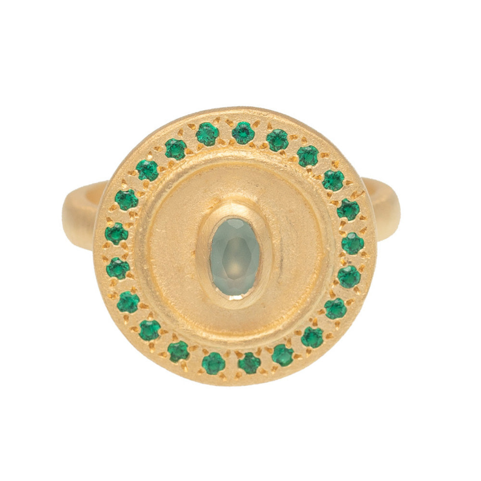 Rubyteva Mandala Aqua Chalcedony & Green Zircon Ring