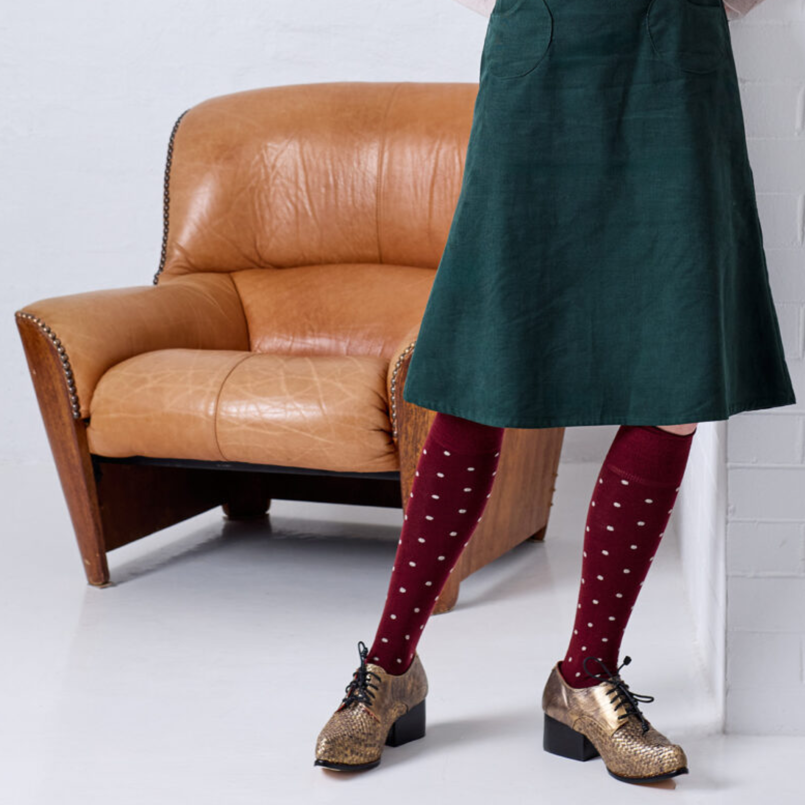 Tightology Merino knit Dotty Knee High Socks