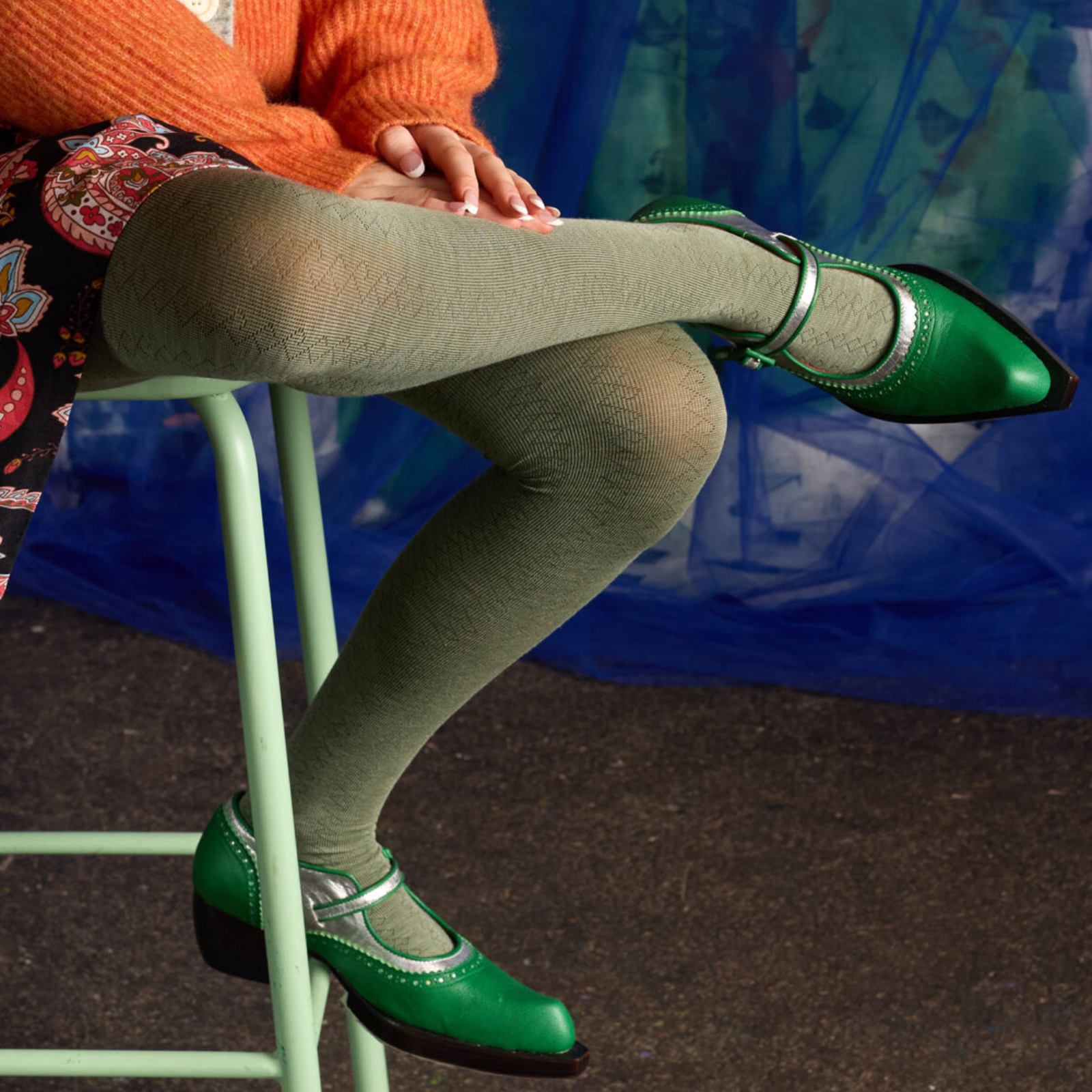 Tightology Geo Sage Merino Wool Tights