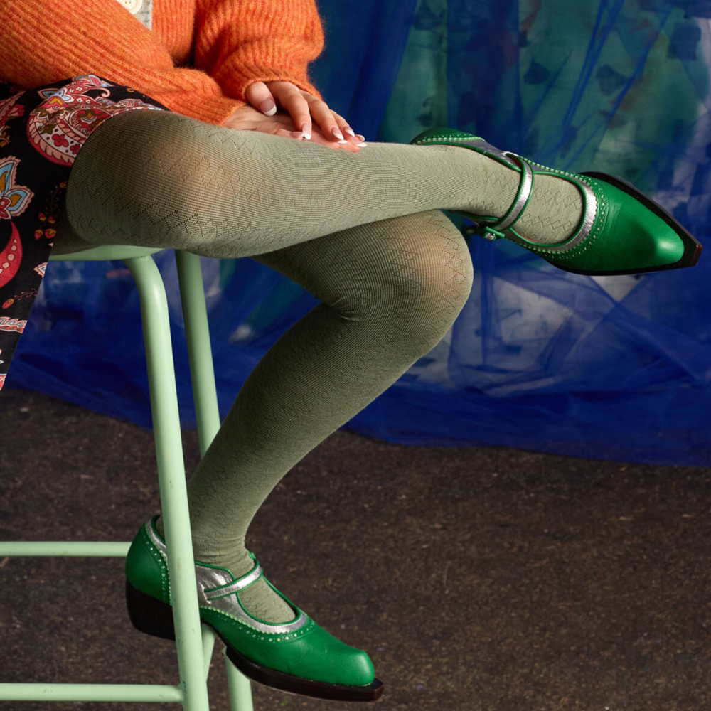 Tightology Geo Sage Merino Wool Tights