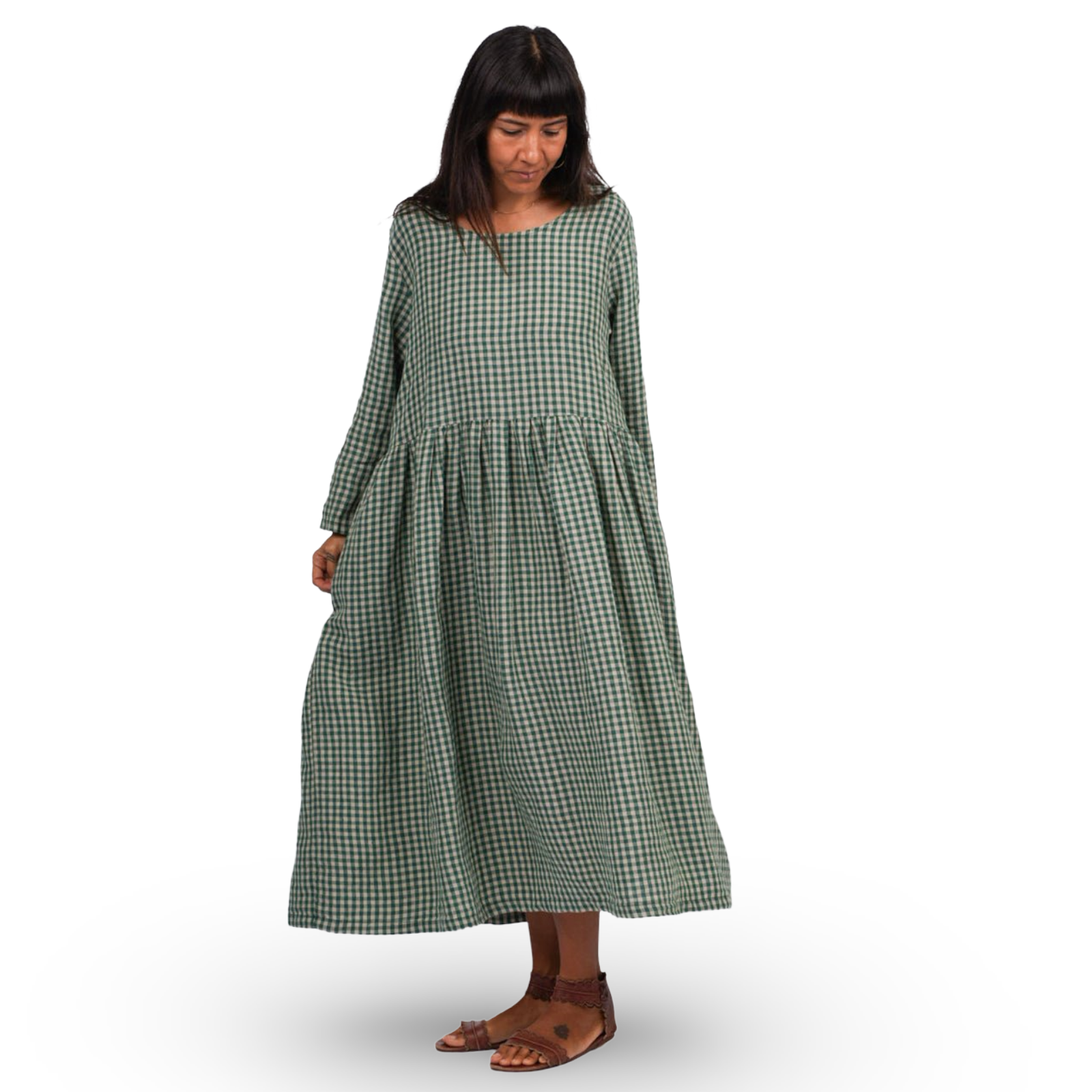 Montaigne Journee Gingham Check Linen Dress