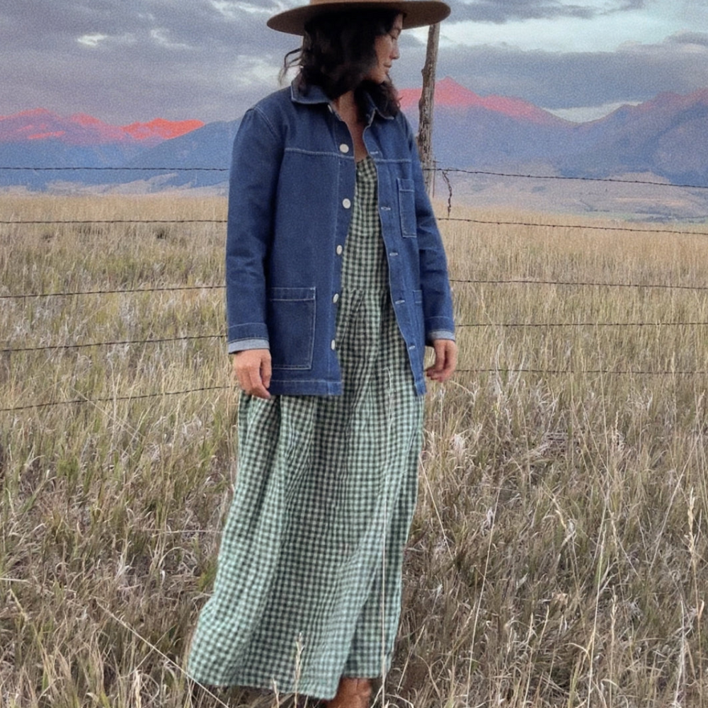Montaigne Journee Gingham Check Linen Dress