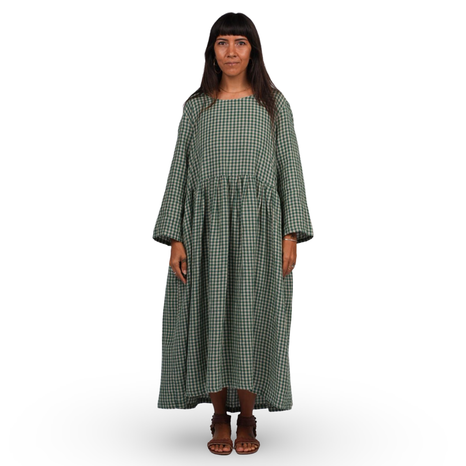 Montaigne Journee Gingham Check Linen Dress