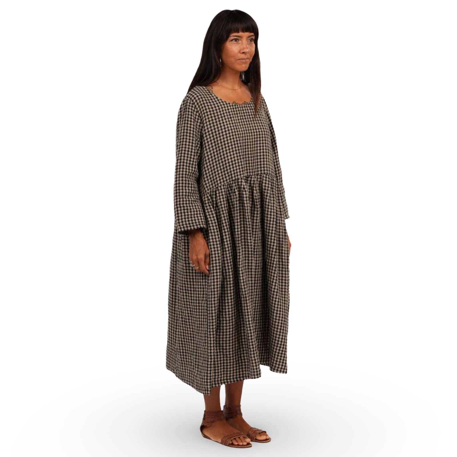 Montaigne Journee Gingham Check Linen Dress