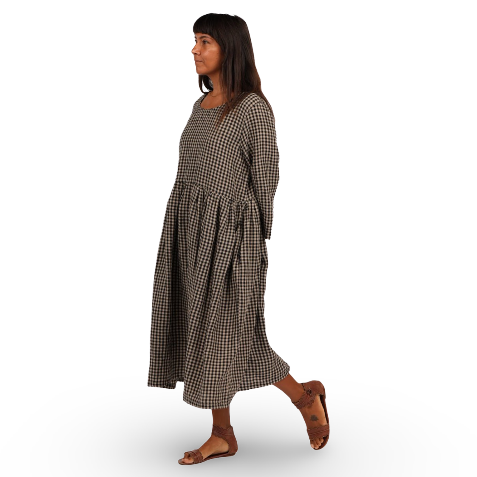 Montaigne Journee Gingham Check Linen Dress