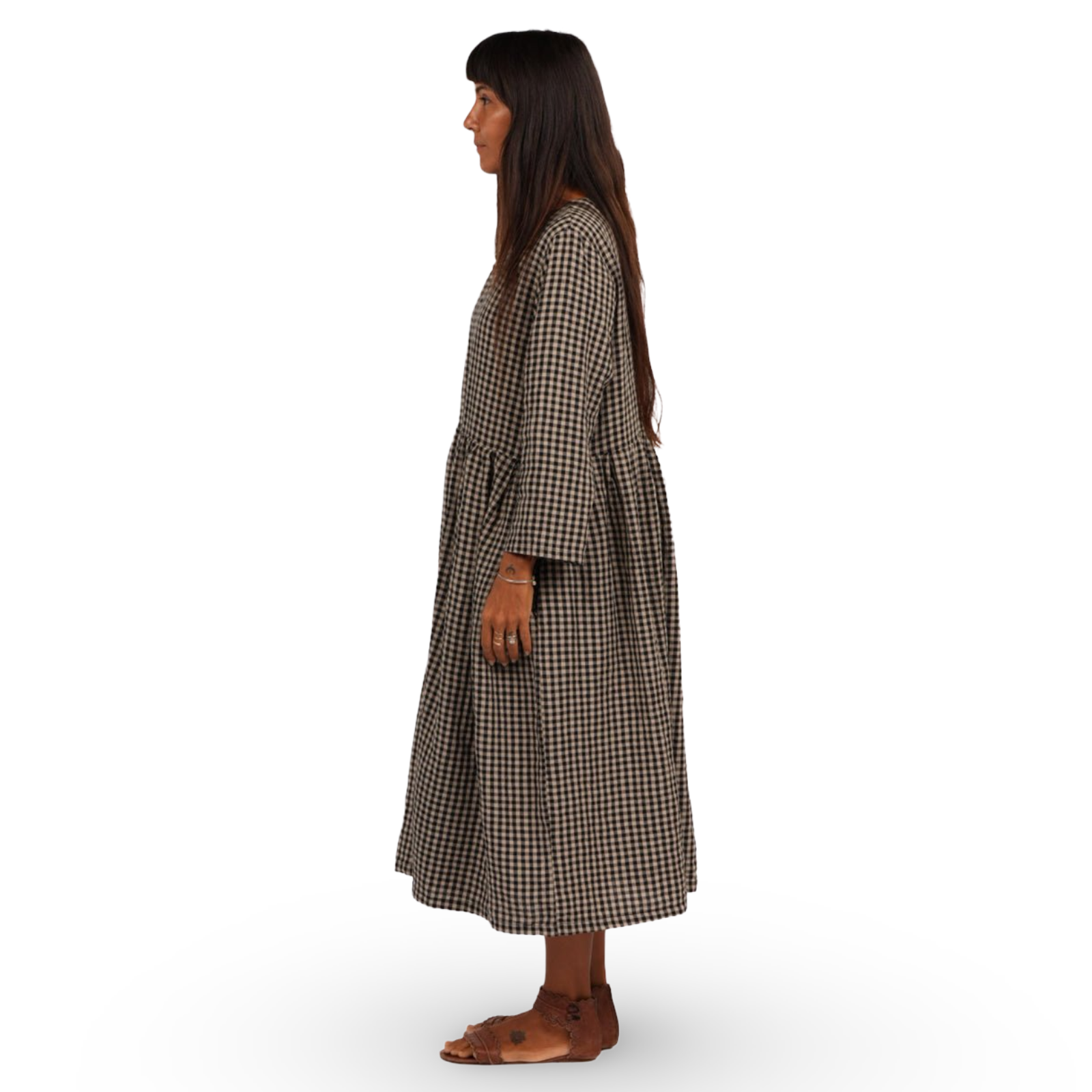 Montaigne Journee Gingham Check Linen Dress