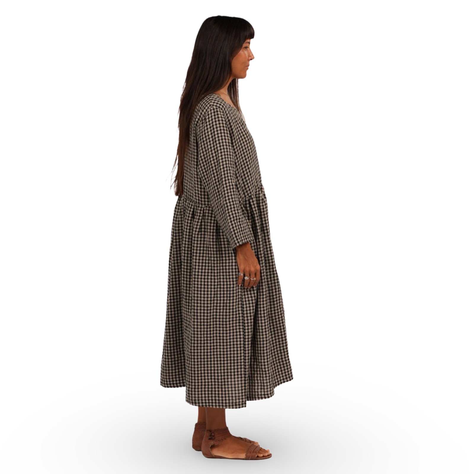 Montaigne Journee Gingham Check Linen Dress