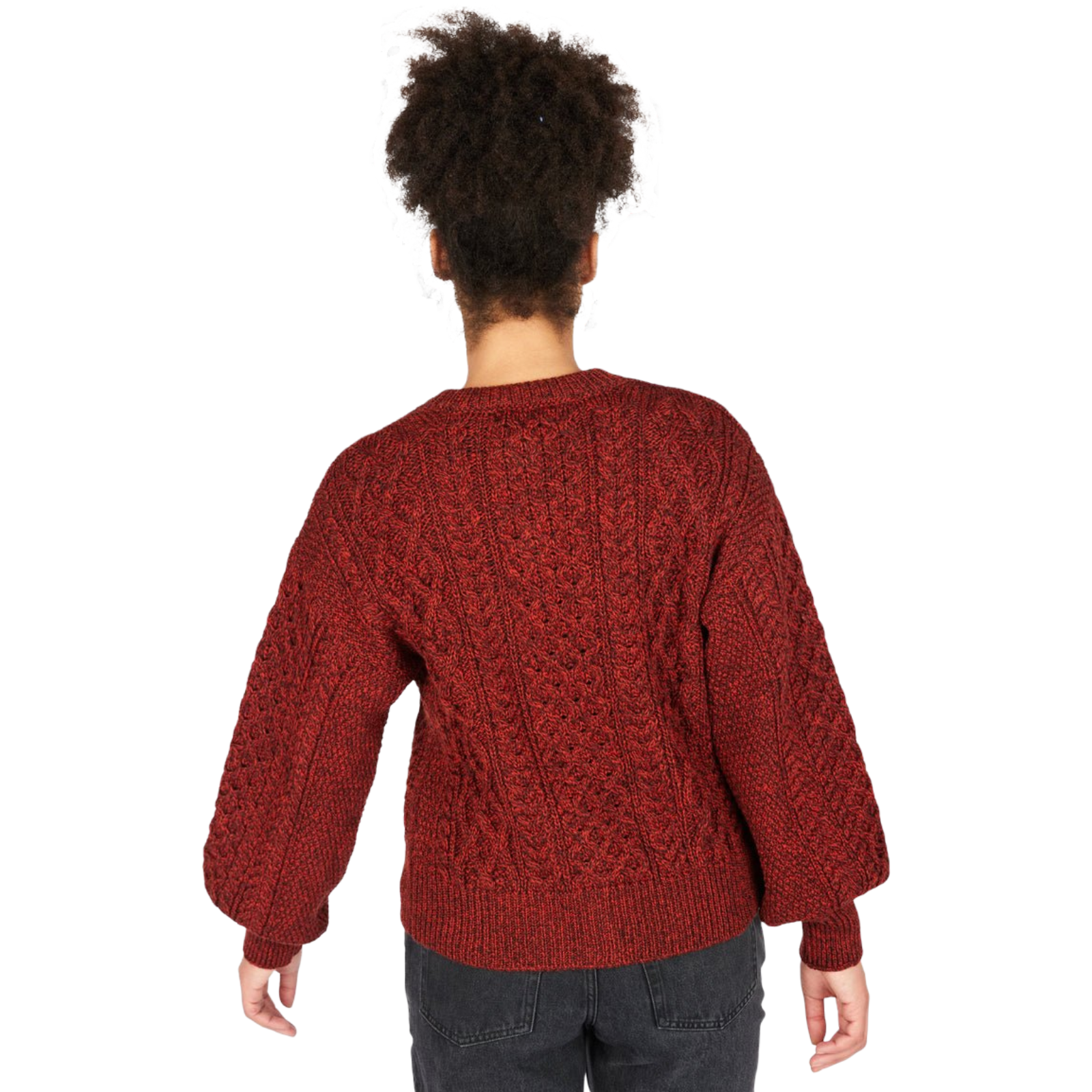 Aran Merino Sable Marl Clover Cropped Cardigan