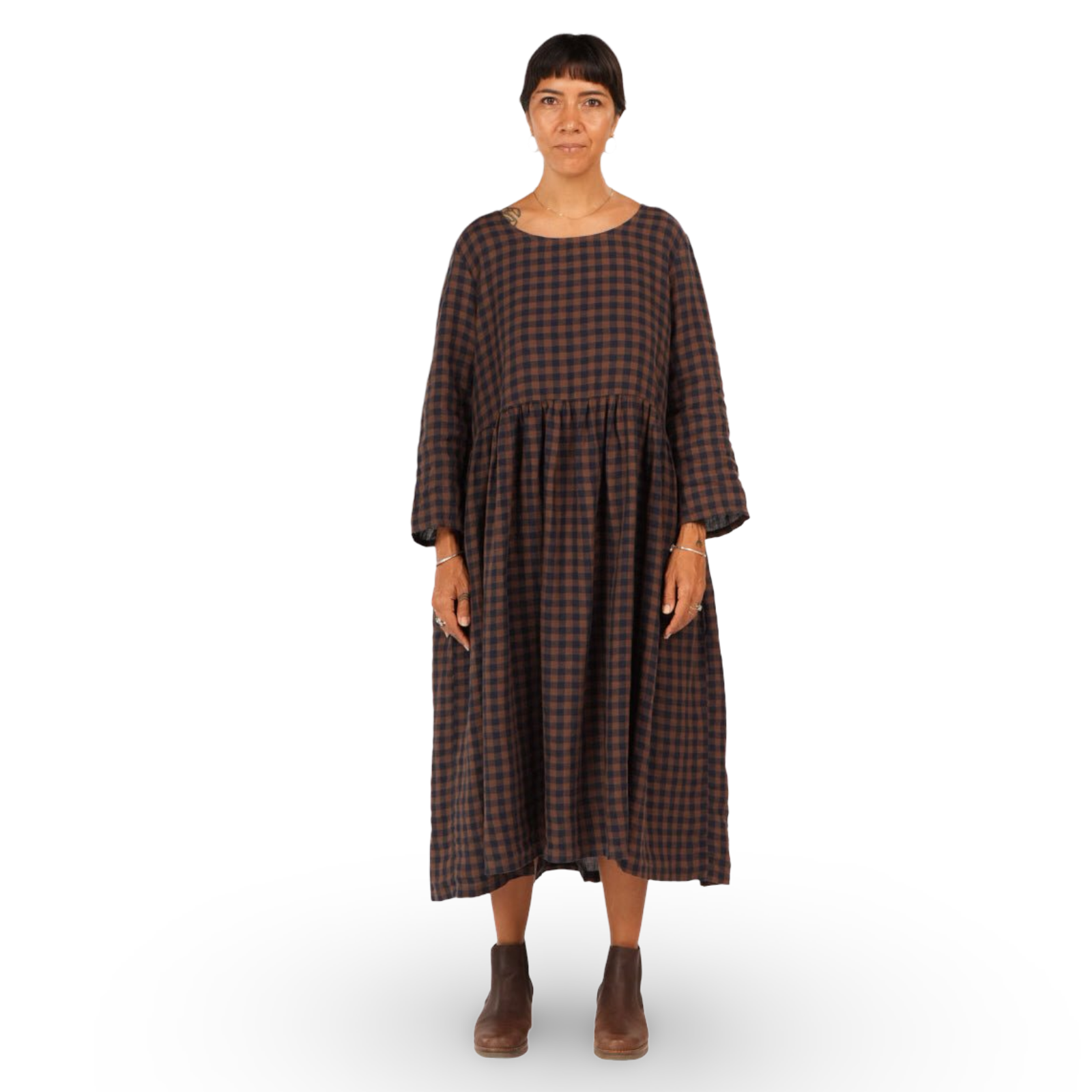 Montaigne Journee Check Linen Dress