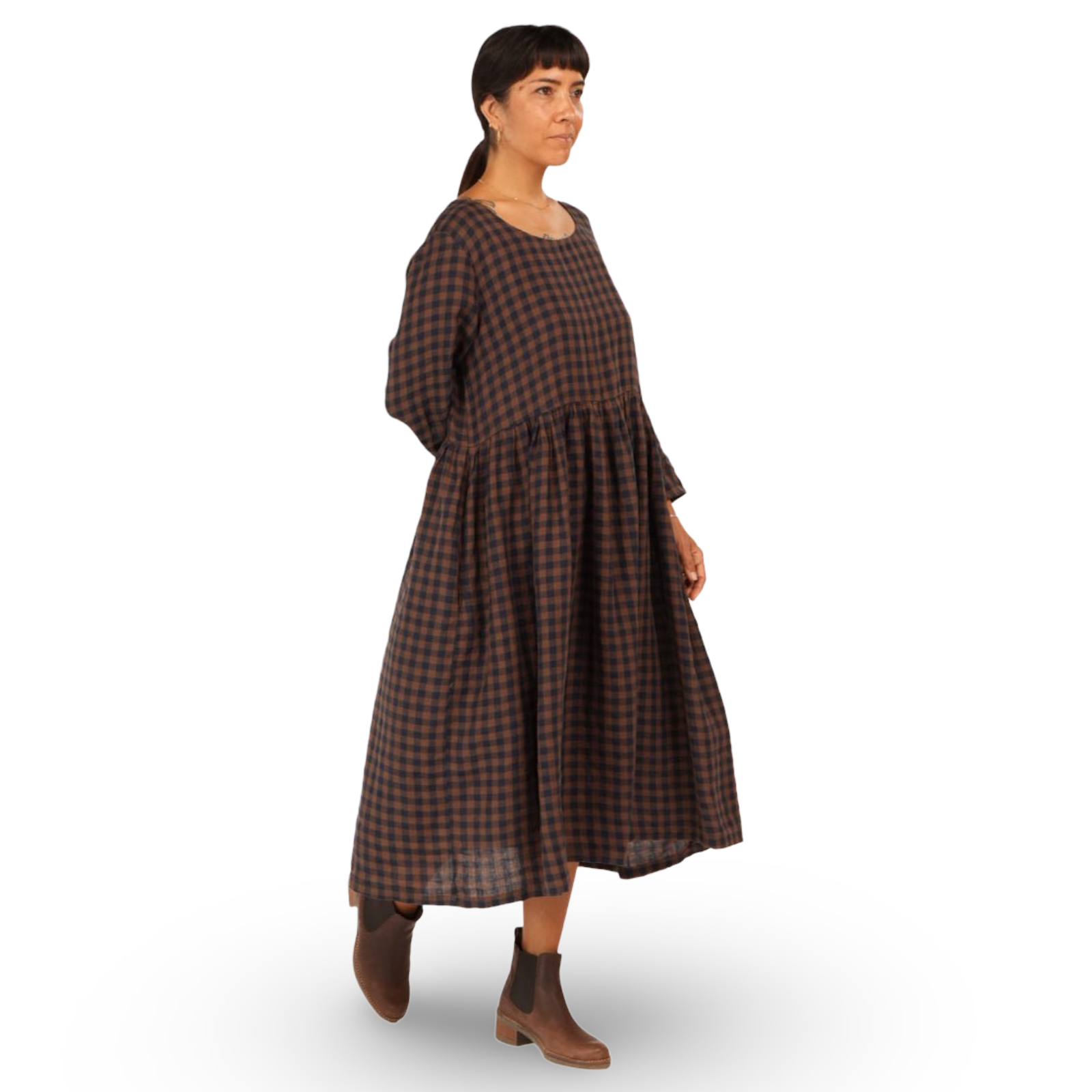 Montaigne Journee Check Linen Dress