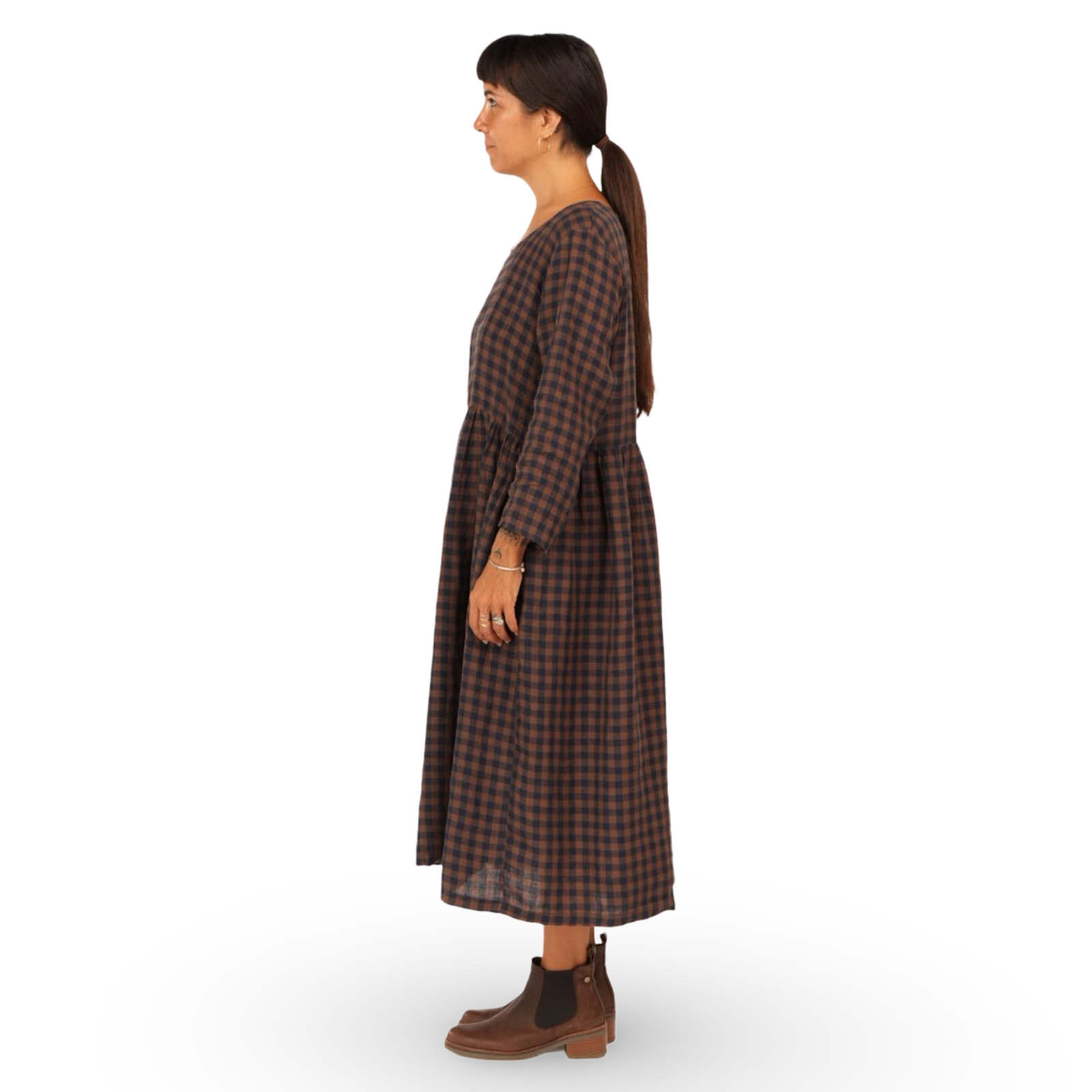 Montaigne Journee Check Linen Dress