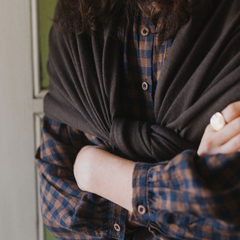 Montaigne Carmen Check Button Through Long Sleeve Linen Top