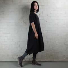 Violetta Par Manteau Noir Camille Black Linen Dress