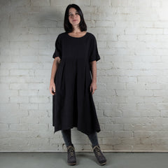 Violetta Par Manteau Noir Camille Black Linen Dress