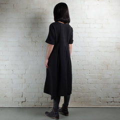 Violetta Par Manteau Noir Camille Black Linen Dress