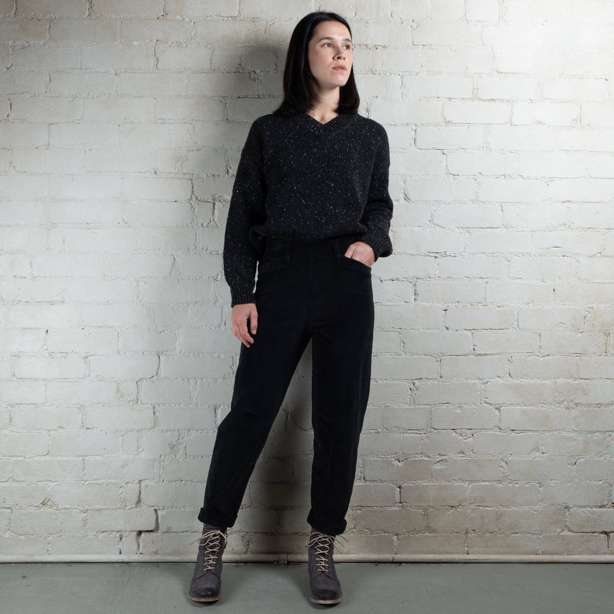 Violetta Par Manteau Noir Eloise Pull-On Corduroy Pants