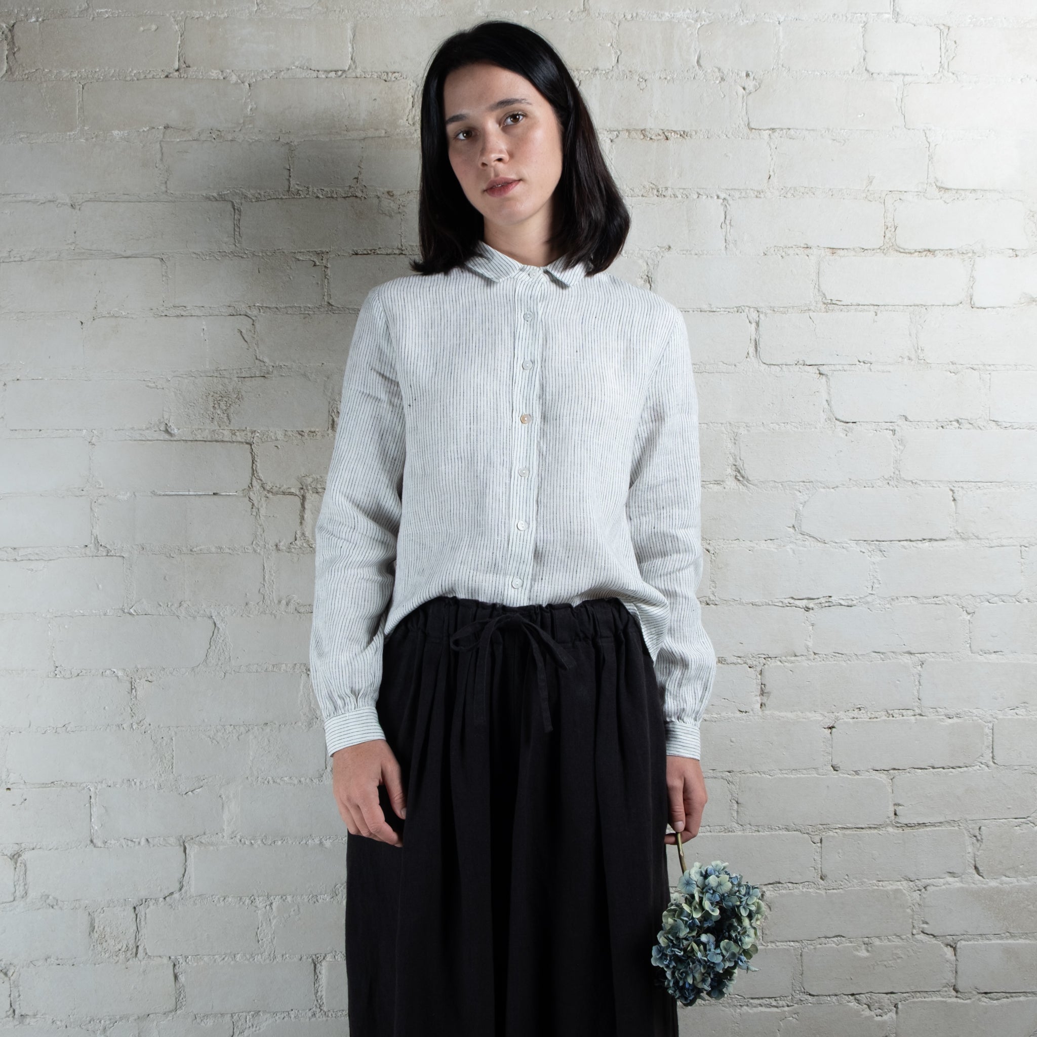 Violetta Par Manteau Noir Siena Black Linen Wide Leg Pants