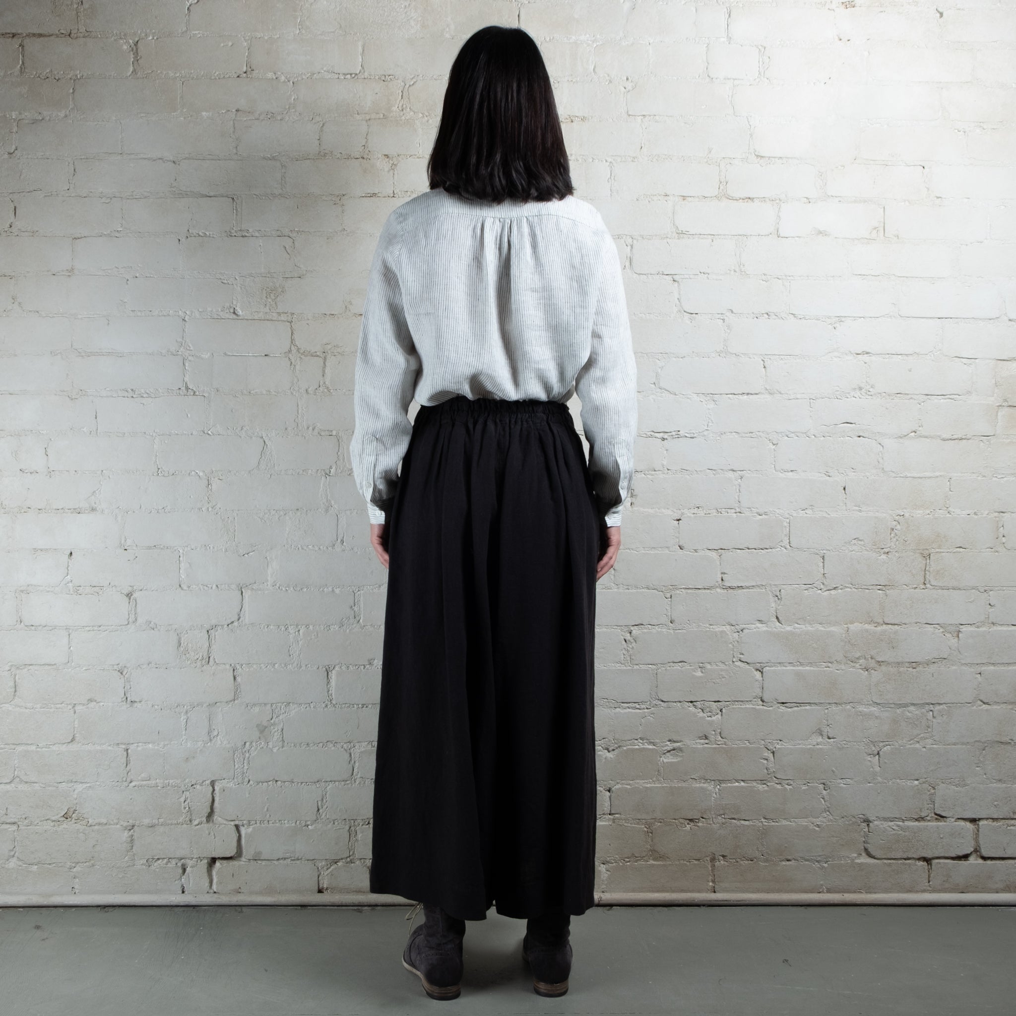 Violetta Par Manteau Noir Siena Black Linen Wide Leg Pants