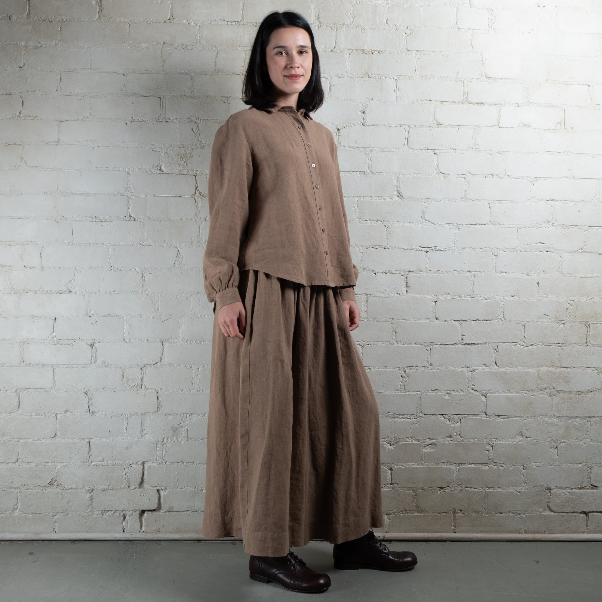Violetta Par Manteau Noir Siena Tobacco Linen Wide Leg Pants