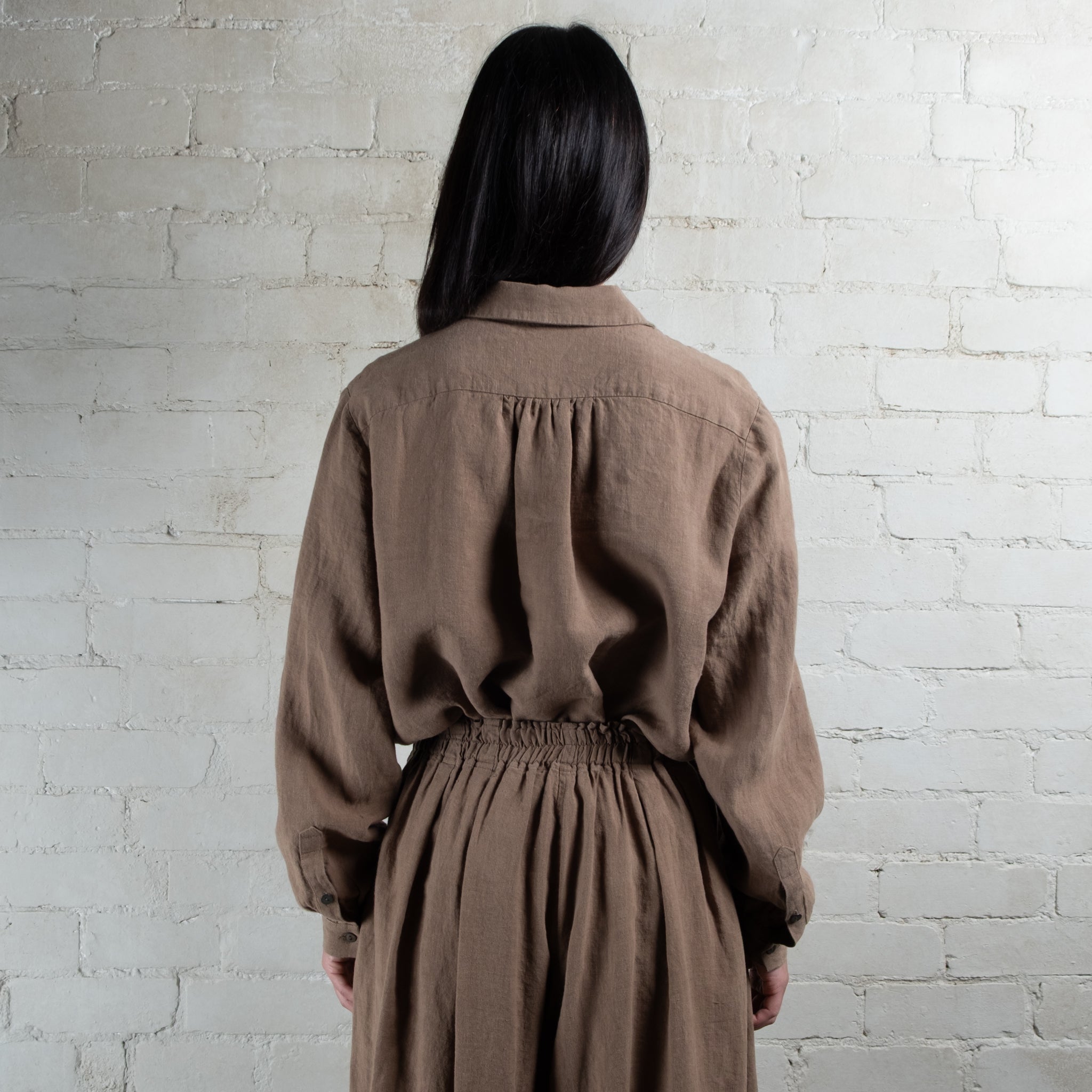 Violetta Par Manteau Noir Siena Tobacco Linen Wide Leg Pants