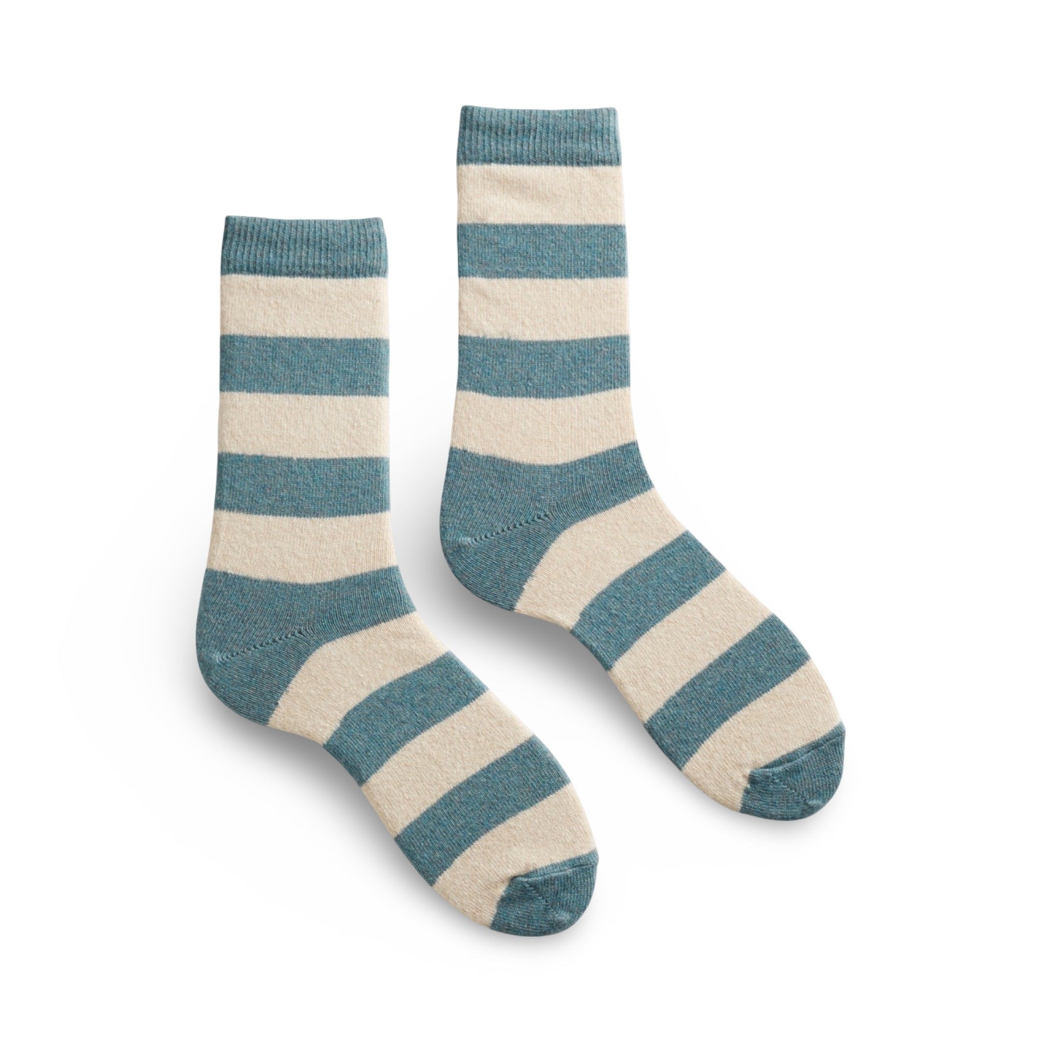 Lisa B Wool Cashmere Rugby Stripe Crew Socks