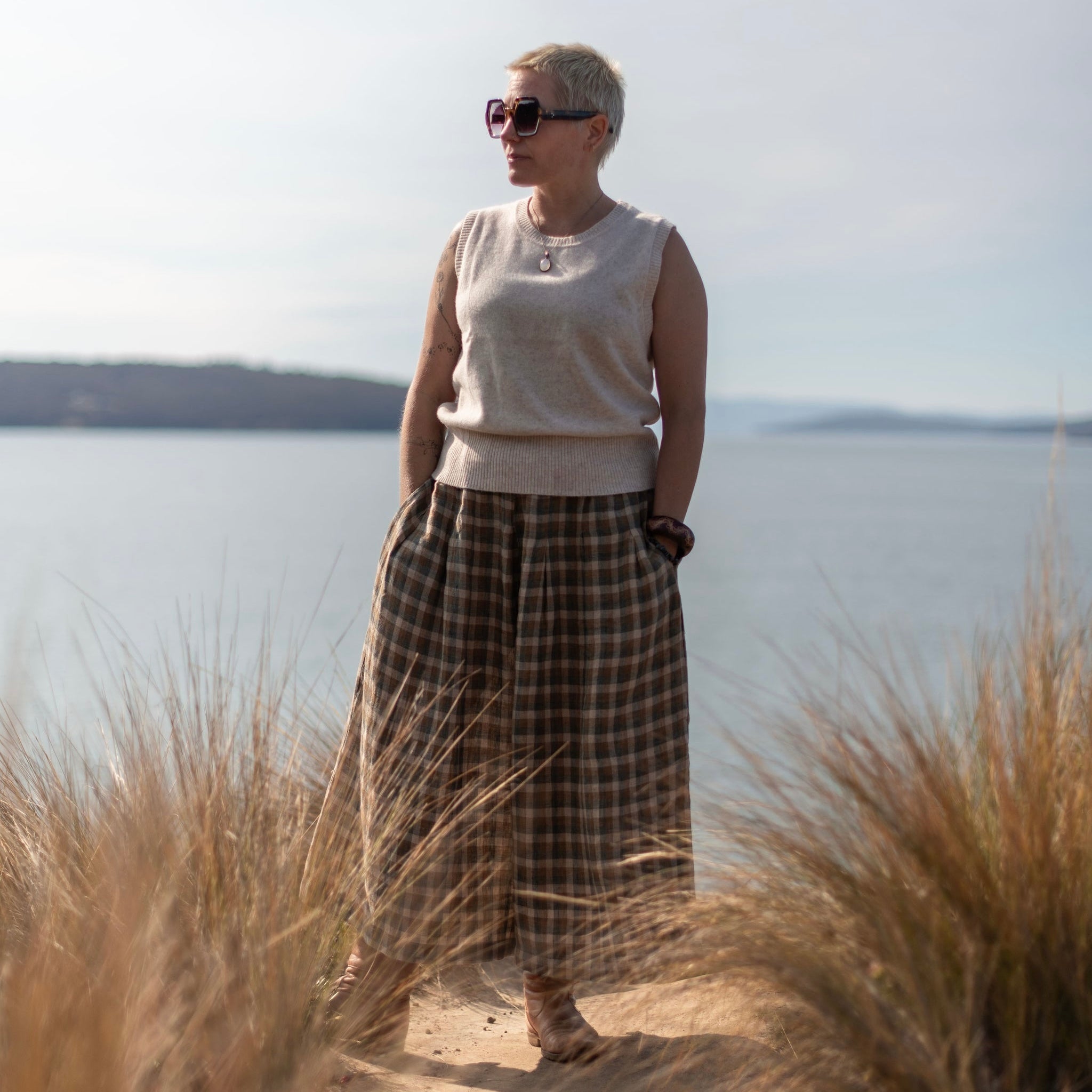 Montaigne Ingride Linen Check Culottes