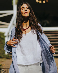 Montaigne Valentina Stripe Linen Shirt Dress
