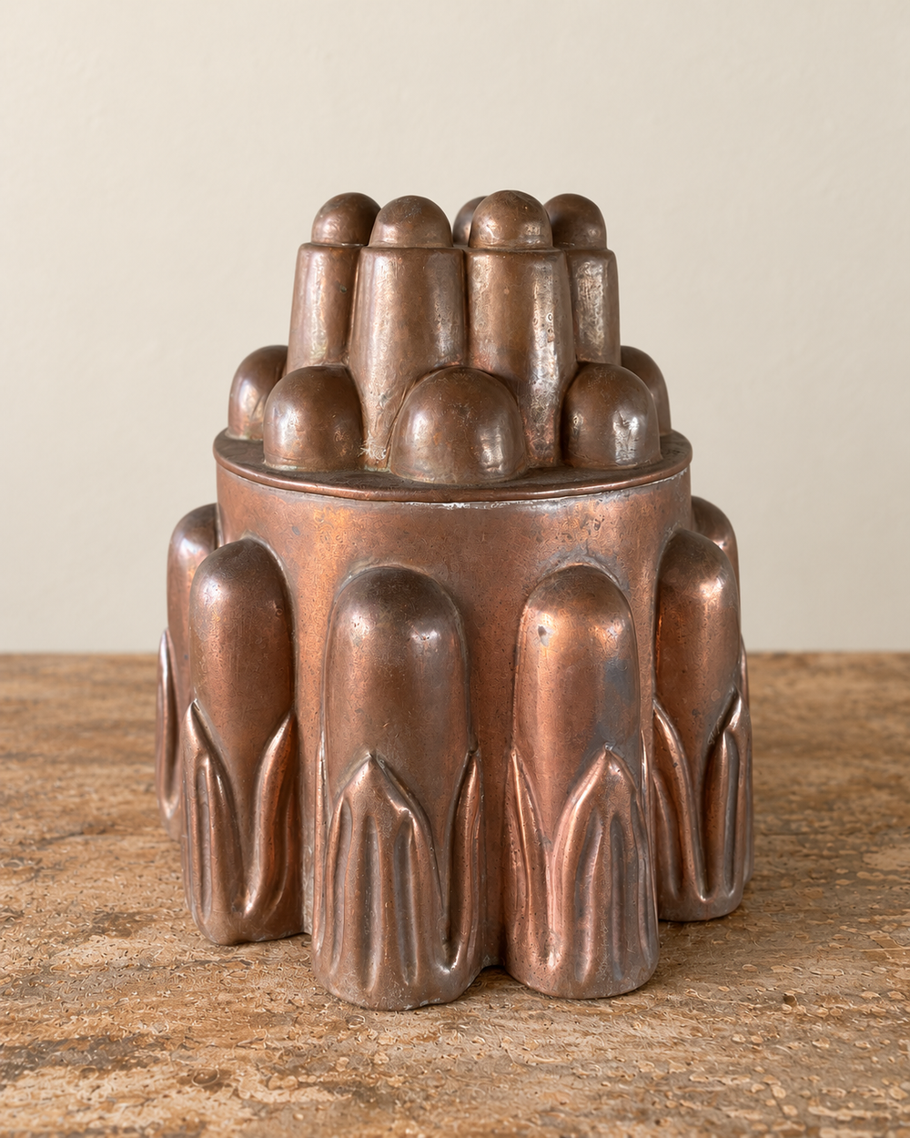 Antique Medium Copper Stamped Jelly Mould