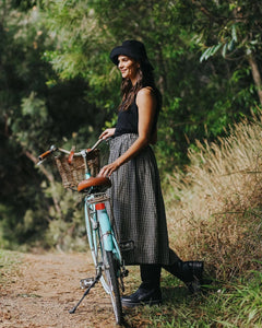 Montaigne Amélie Black and White Linen Gingham Check Skirt