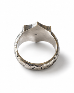 Shield Oxidised Sterling Silver Ring