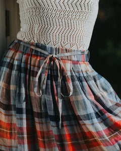 Montaigne Amélie Multi-Check Linen Skirt