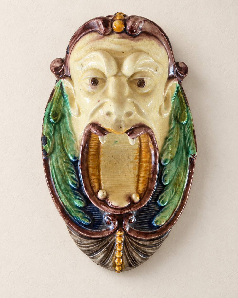 Thomas-Victor Sergent French Antique Majolica Wall Match Holder