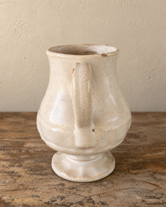 Antique Italian Small Cream Majolica Jug With Face Spout Detail