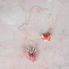 Antomoon Silk Velvet Hand Embroidered Heart Necklace