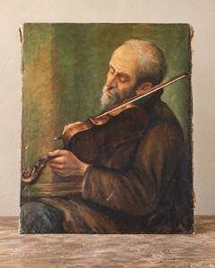 Antique Italian Oil Painting of a Violinist
