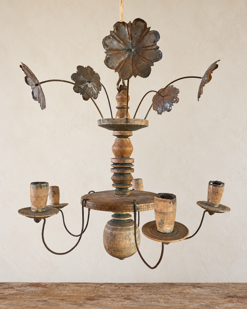 Antique Swedish Folk Art Hanging Candelabra