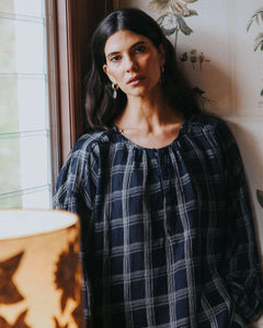 Montaigne Dante Linen Check Top