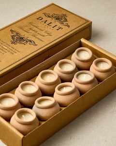 Handmade Terracotta Beeswax Tea Light Candles - Box of 10