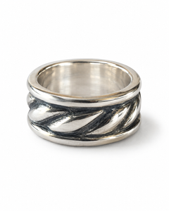 Torsade Oxidised Sterling Silver Ring