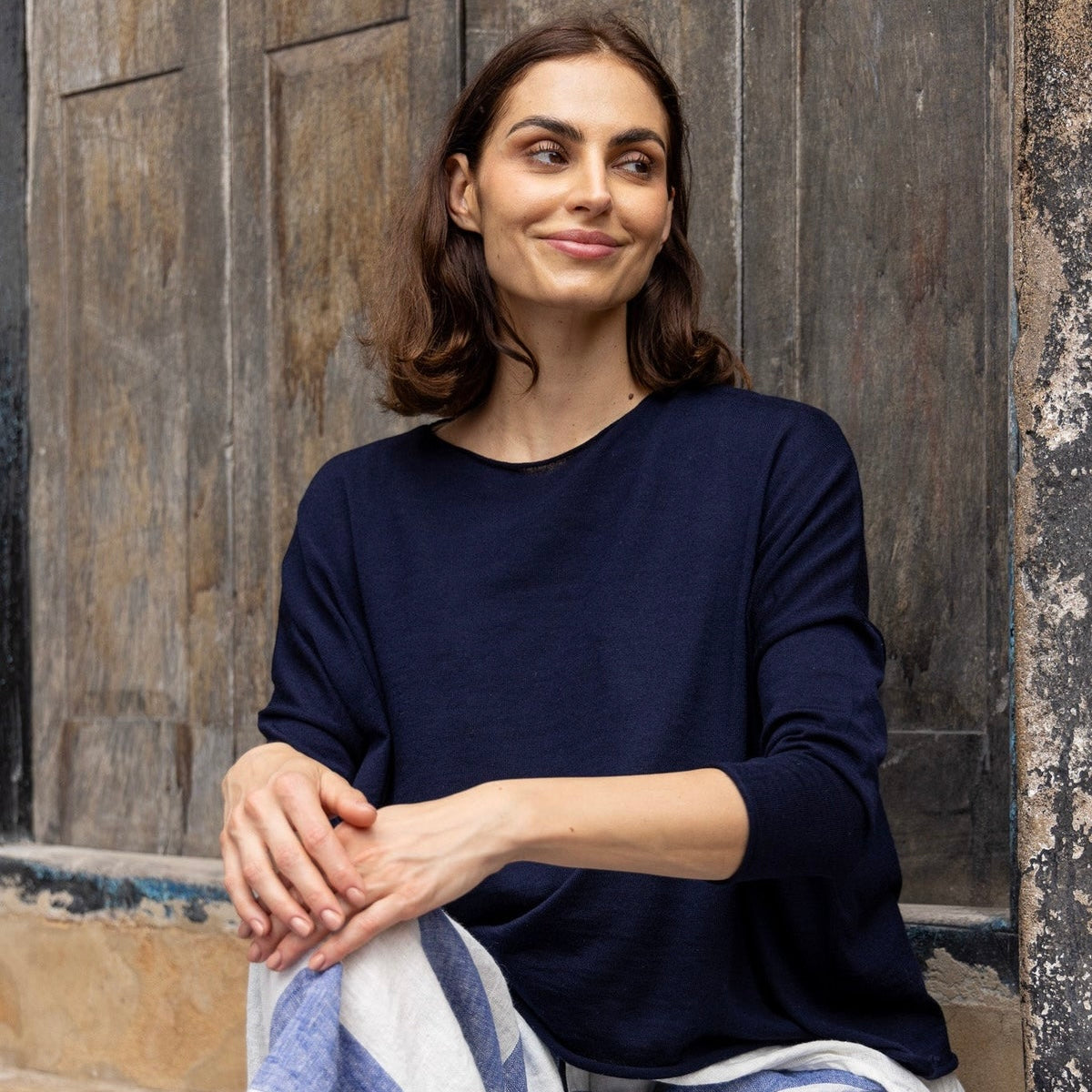 Meg By Design Emi Merino Wool Boat Neck Sweater