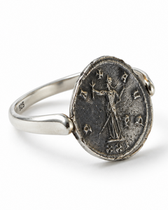 Verso Roman Coin Oxidised Sterling Silver Ring