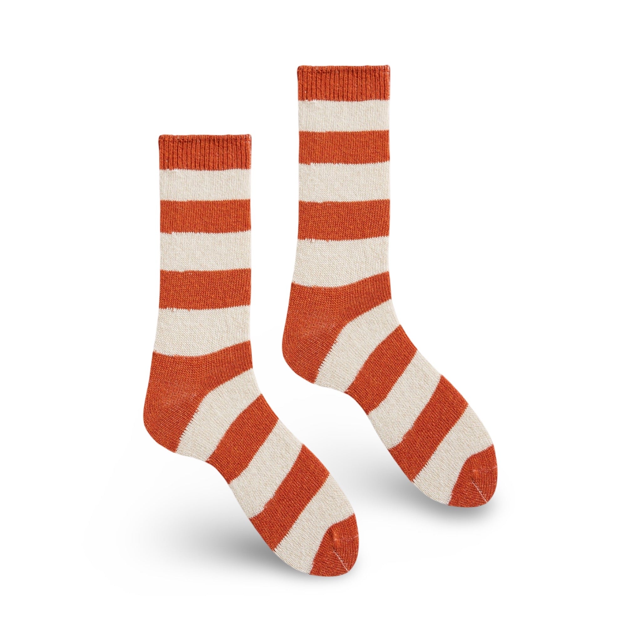 Lisa B Wool Cashmere Rugby Stripe Crew Socks