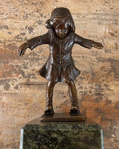 Grundman Vintage Bronze Miniature of a Girl on Roller-skates