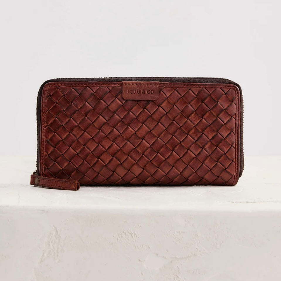 Juju & Co Large Basque Woven Leather Wallet