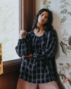 Montaigne Dante Linen Check Top