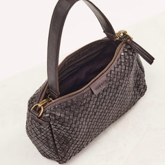 Juju & Co Basque Midi Chocolate Woven Leather Bag