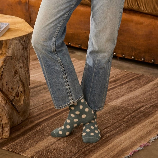Lisa B Wool Cashmere Women Dot Crew Socks