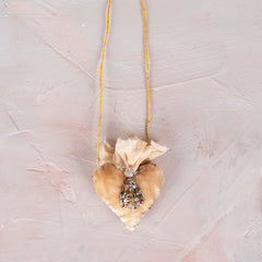 Antomoon Silk Velvet Hand Embroidered Heart Necklace